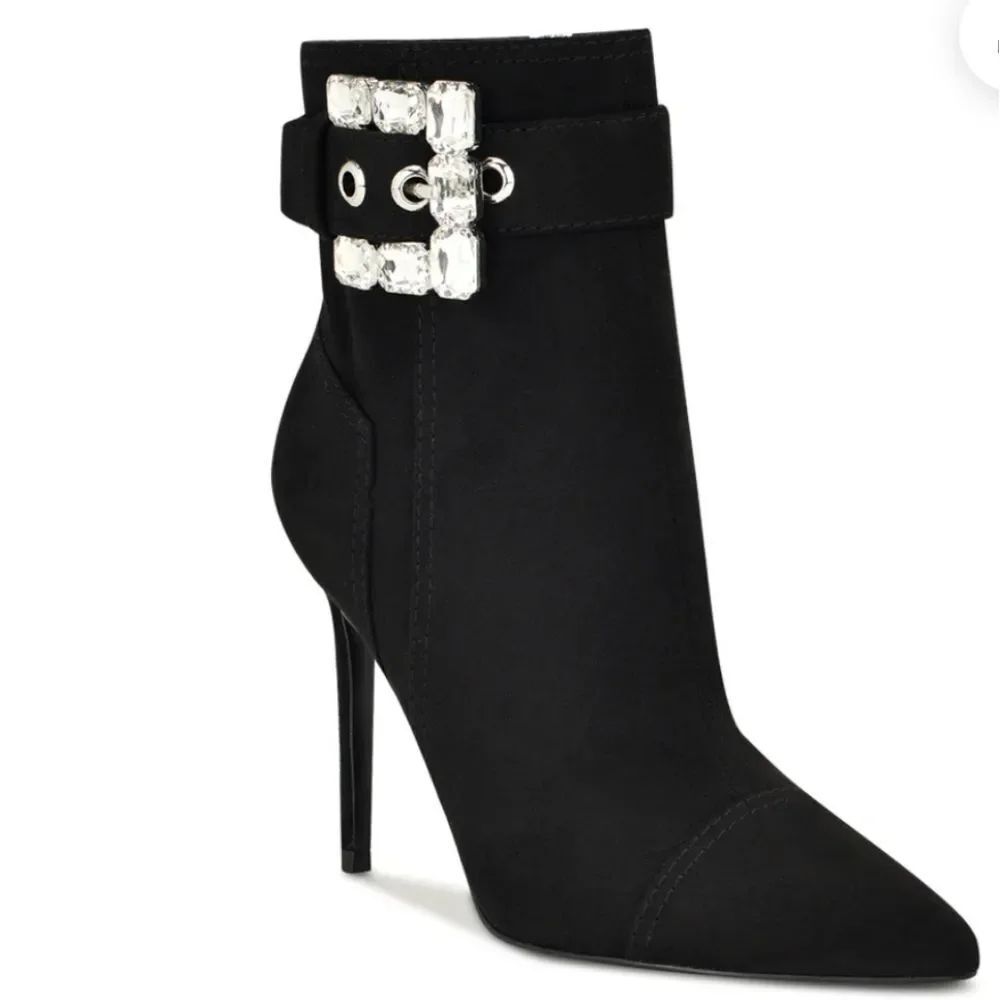 BRAND NEW SODA POINTED TOE with CRYSTAL BUCKLE BOOTIE
